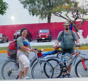 Jason and I biking around Cozumel. 