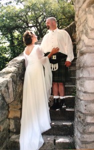 Our wedding day. I loved the kilt!