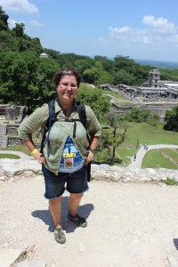 On top of the Temple of the Sun at the Palenque Ruins.
