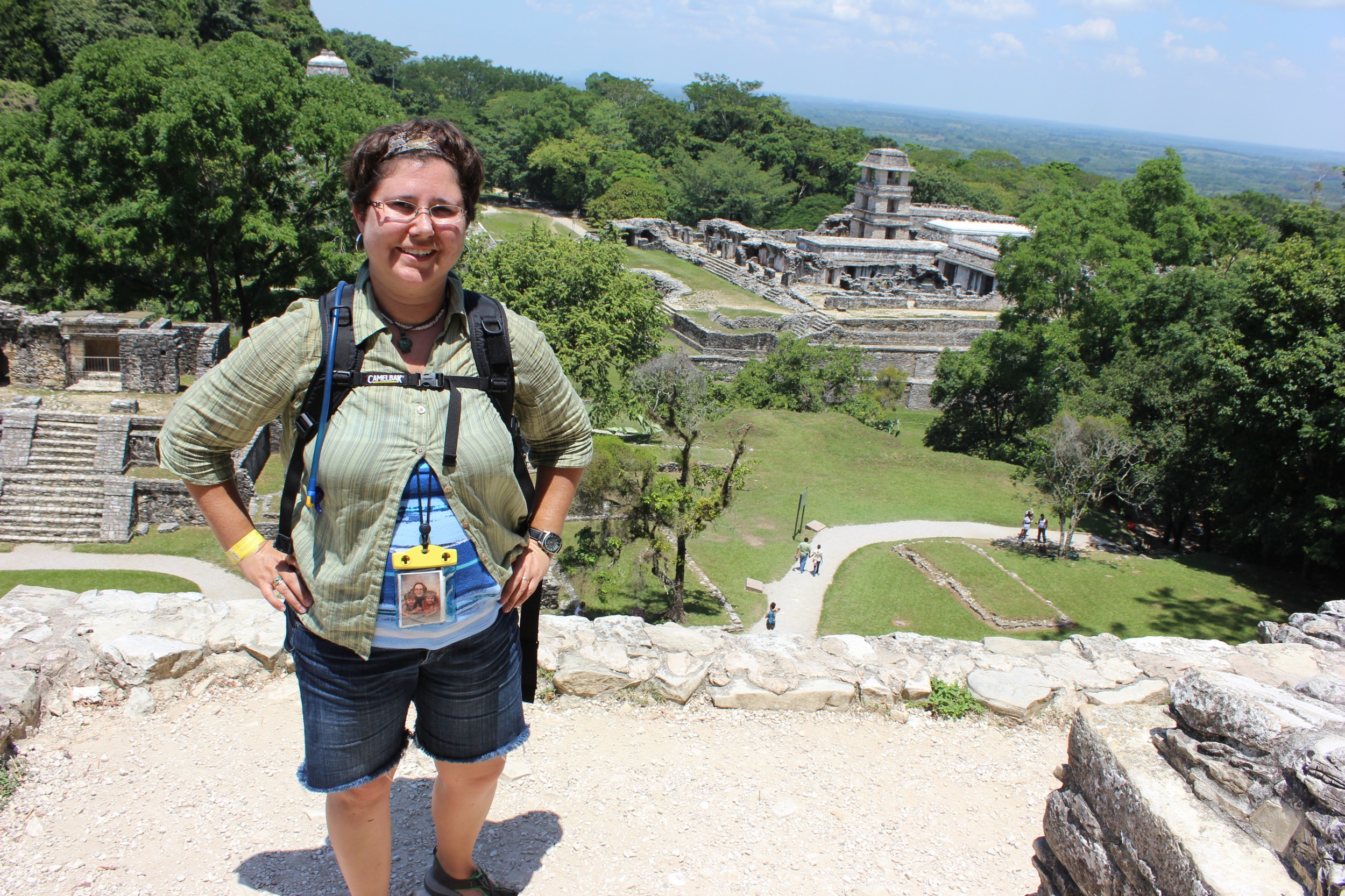 Triumph! At the top of the Temple of the Sun, and I climbed it voluntarily!