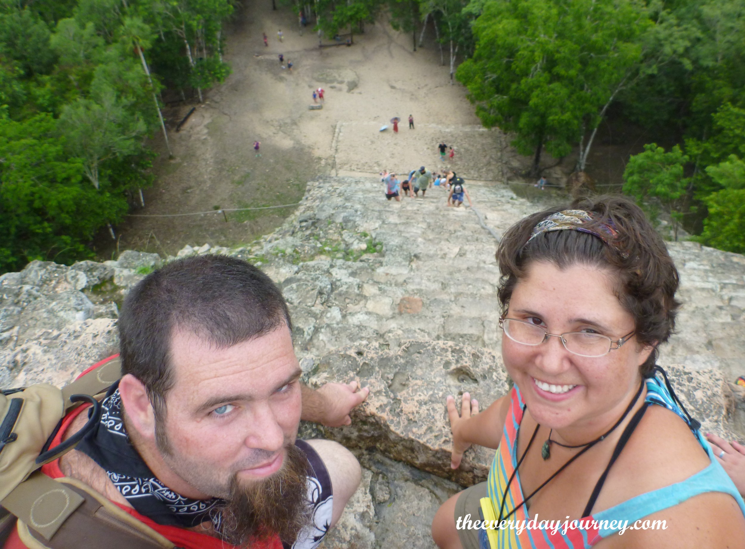 On top of Coba's 130-ft pyramid Nohuch Mul.