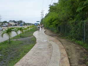 Bike trail along the highway that lead to the ruins in Tulum, Mexico.