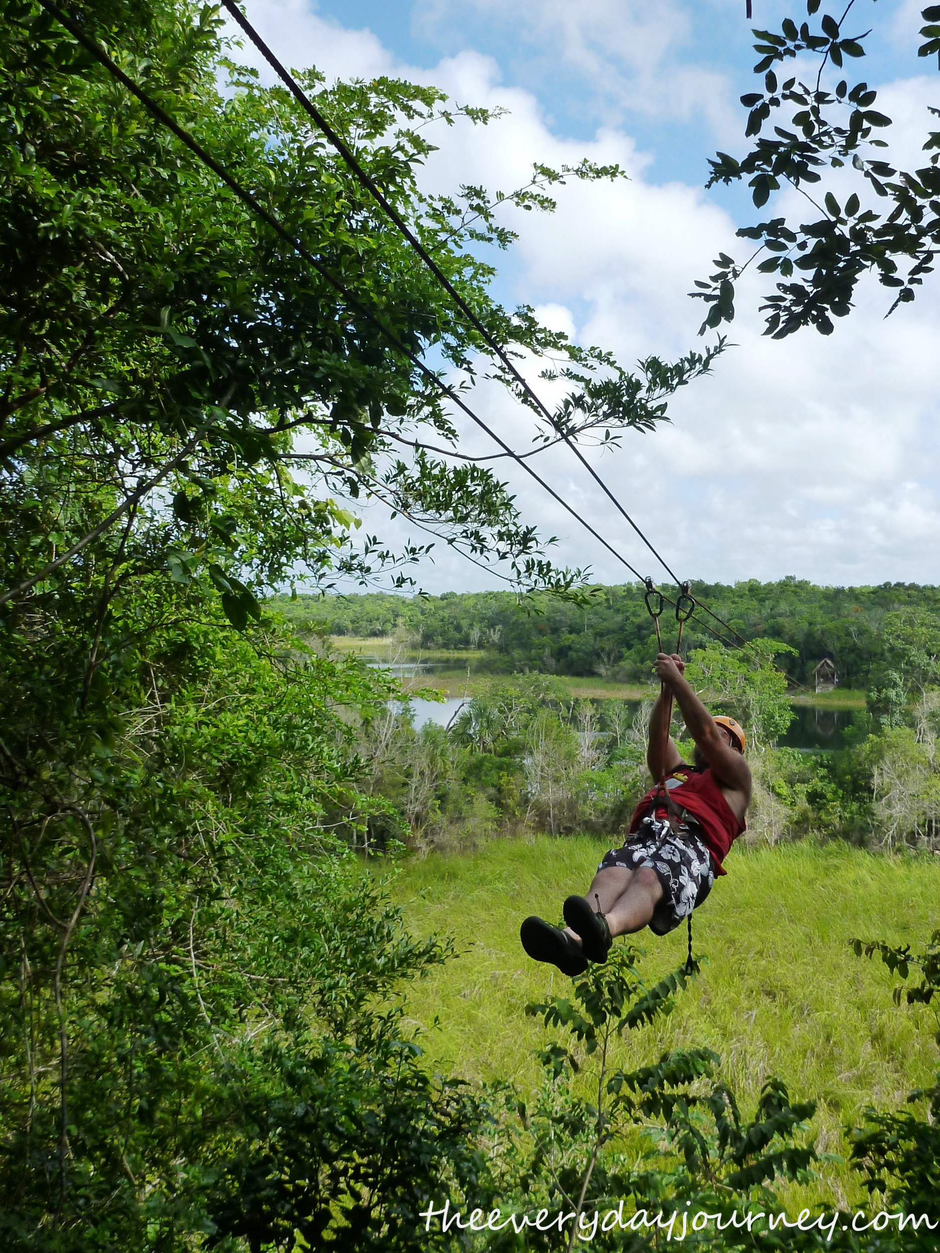 Jason was first in line for zip-lining-he has no fear!