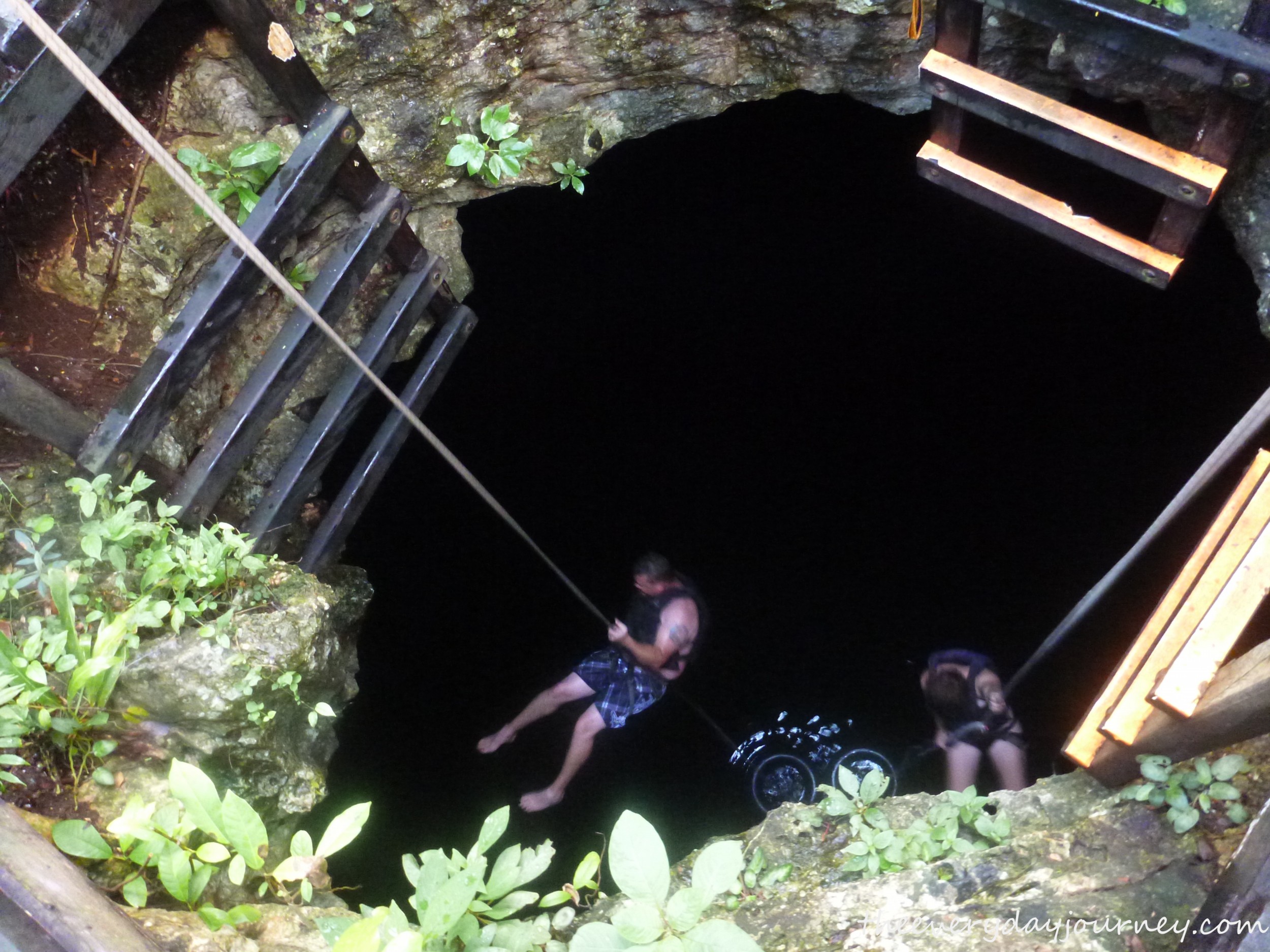 The view down into the cenote...not so sure about this.