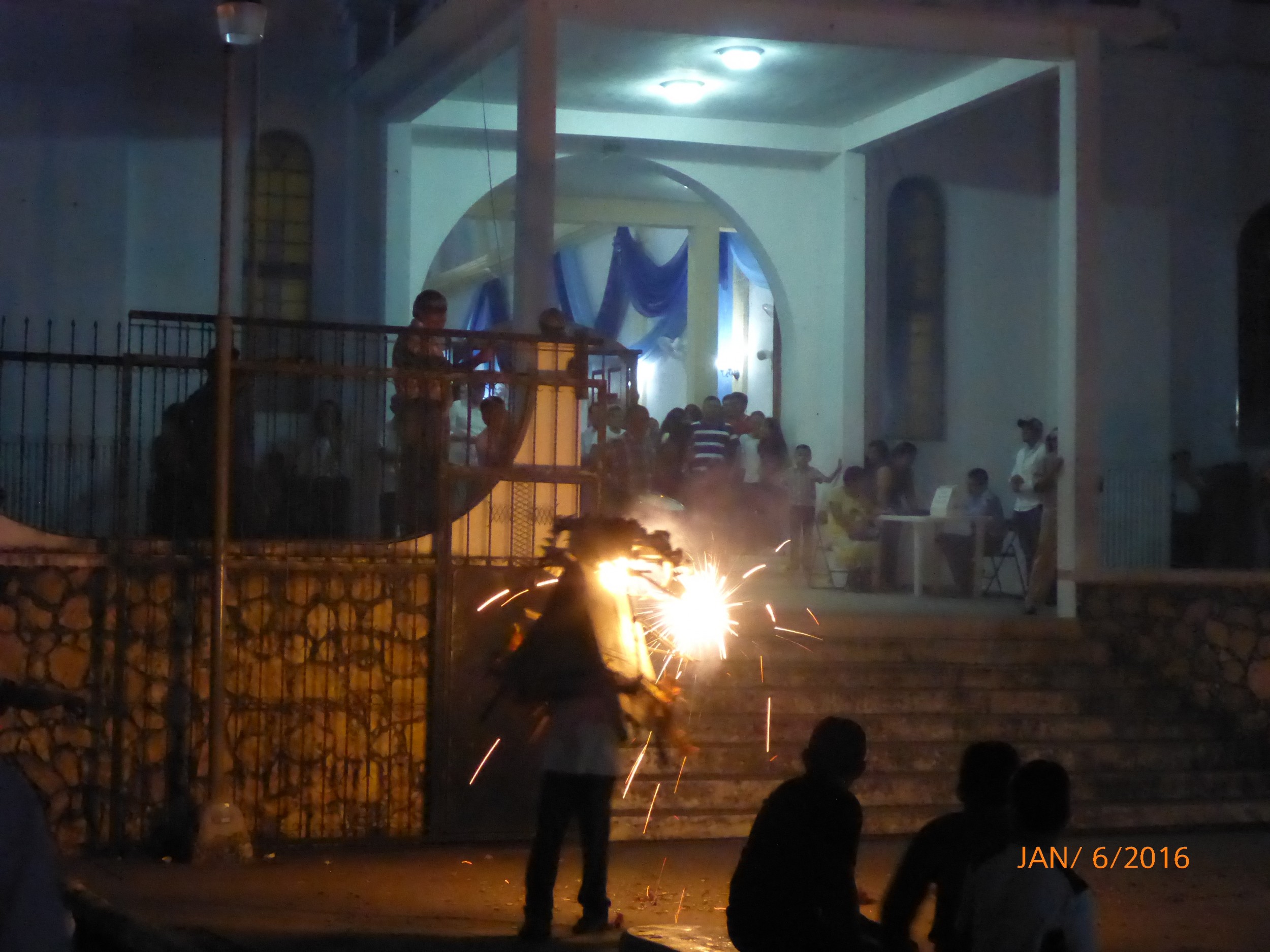 It was 3 King's Day, so after church they lit this guy and he ran around with fireworks shooting from his back. Check out the video on the facebook page. 